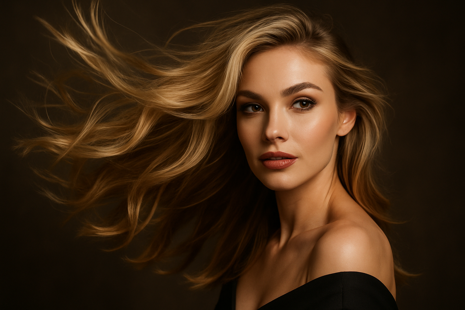 kobieta wiek 30 lat blond, zarzuca swoimi wlosami i patrzy erotycznie